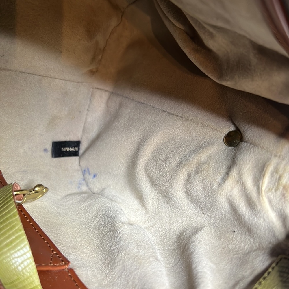Brahmin small satchel in tan/cream handbag pure - Picture 13 of 14